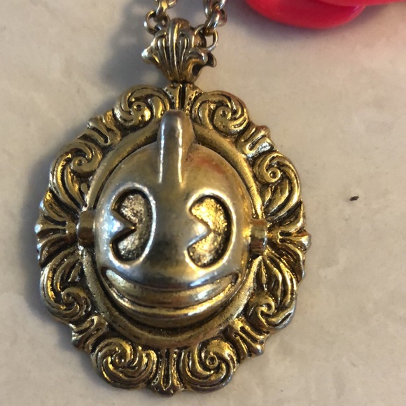 Kid ROBOT ROCK acrylic brass HOT pink necklace - Picture 3 of 6